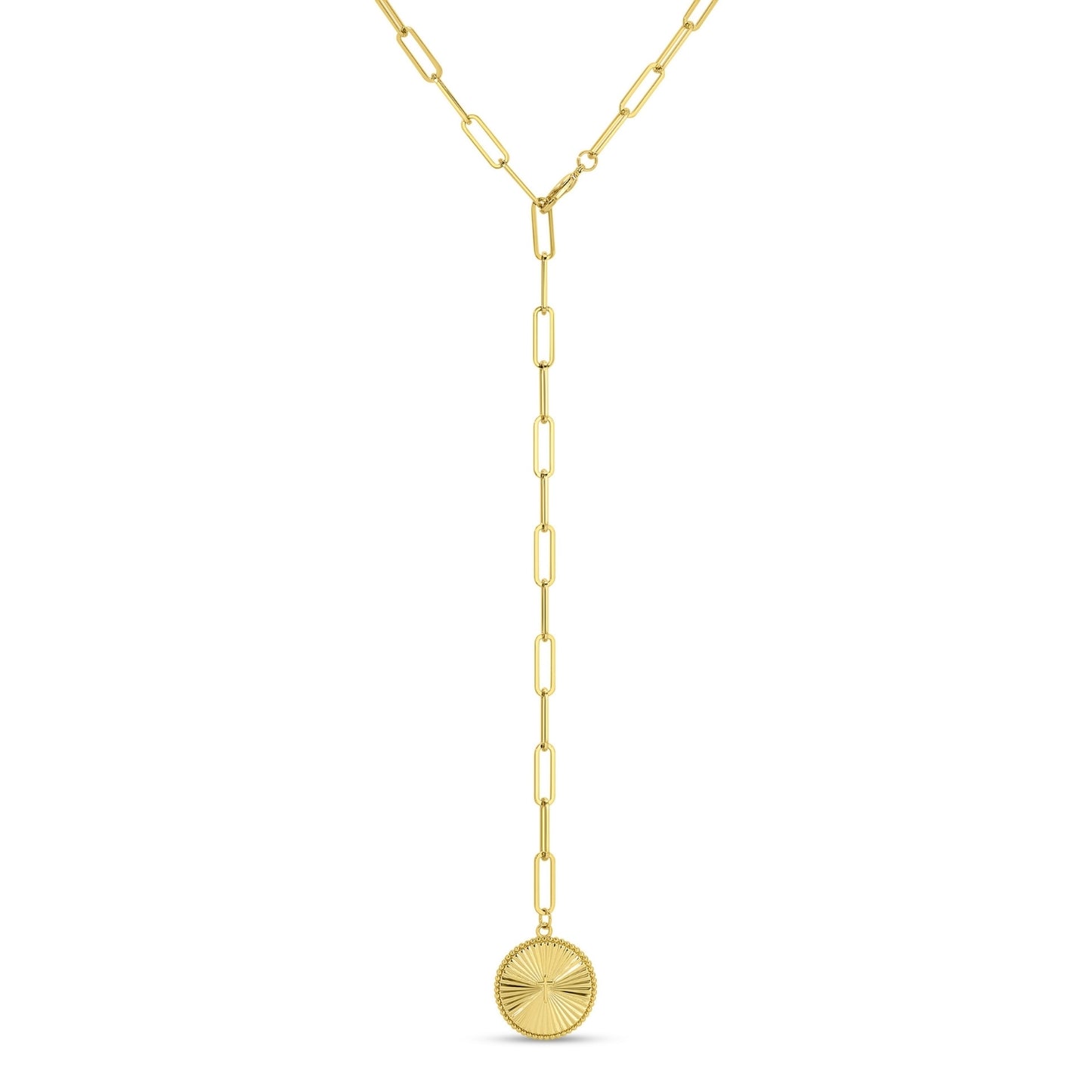 Adjustable Lariat Cross Accented Pendant Necklace