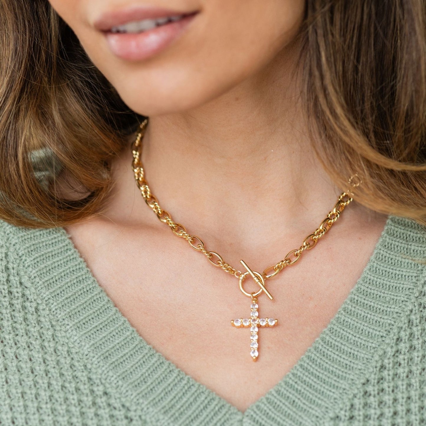 Large Cross Toggle Necklace
