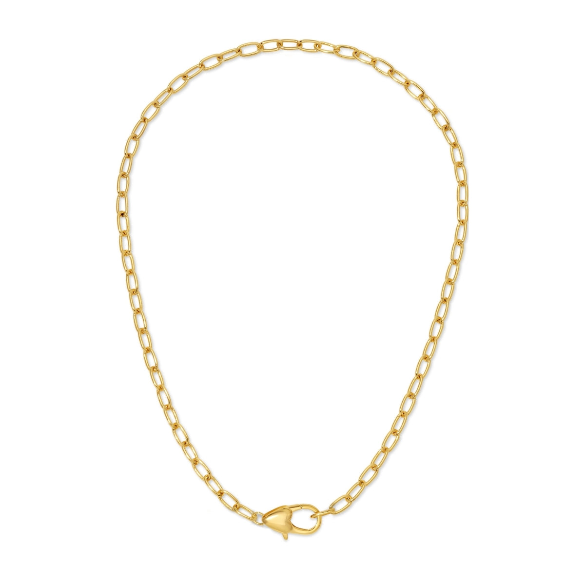 Oval Link Chain Necklace with Heart Clasp