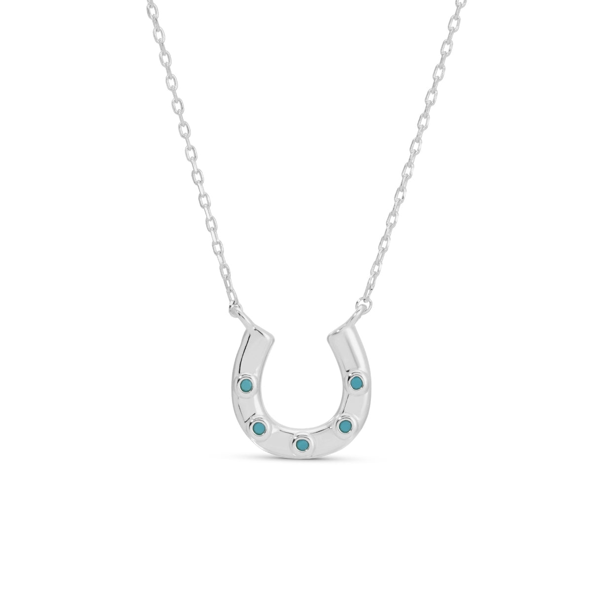 Horseshoe Pendant with Light Blue Accents