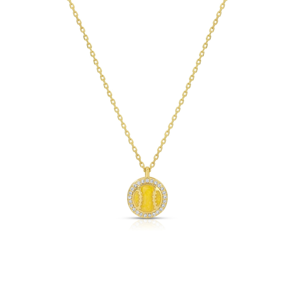 Delicate Shimmering Softball Pendant Necklace
