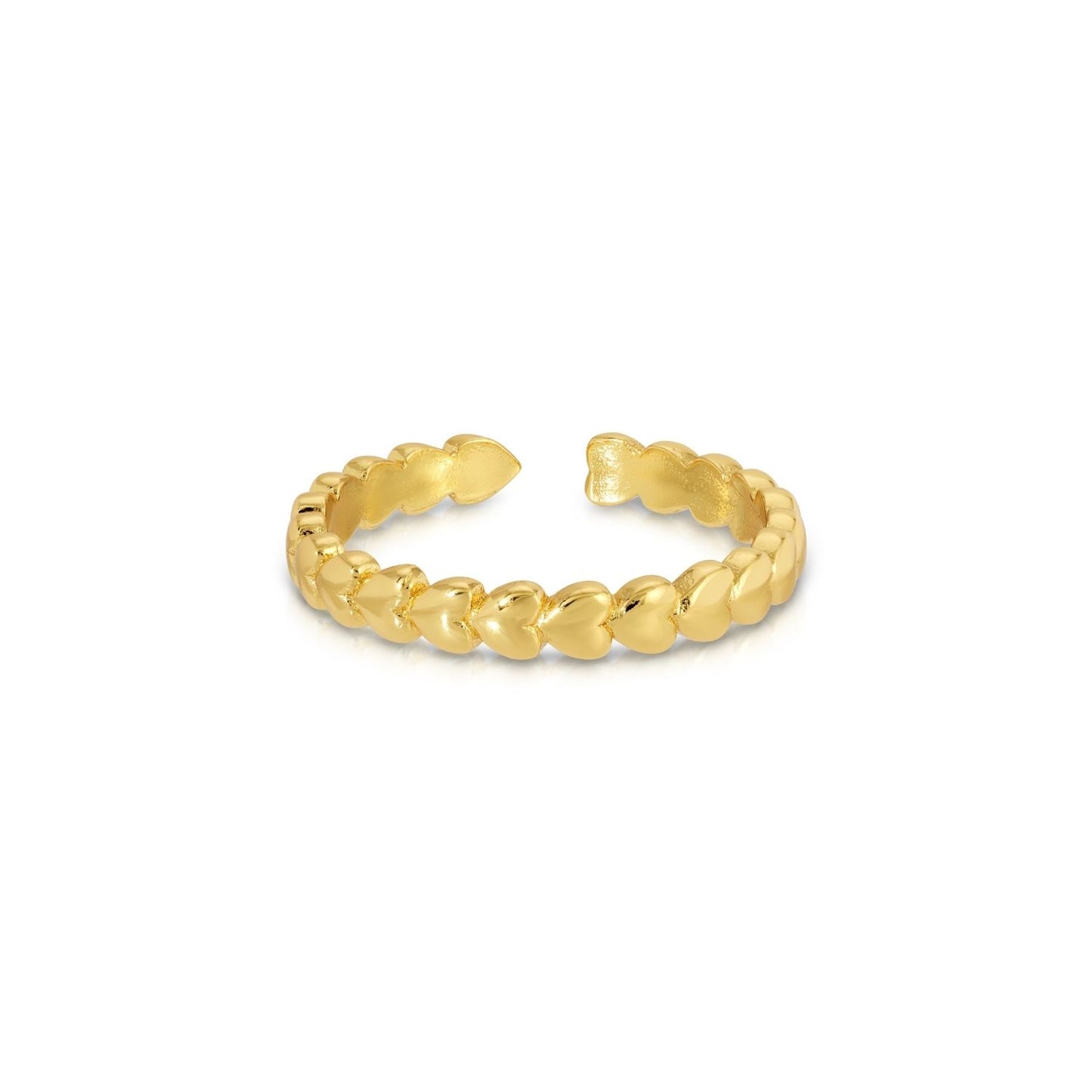 Delicate Row of Hearts Adjustable Ring