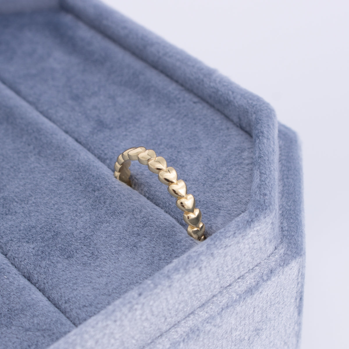 Delicate Row of Hearts Adjustable Ring
