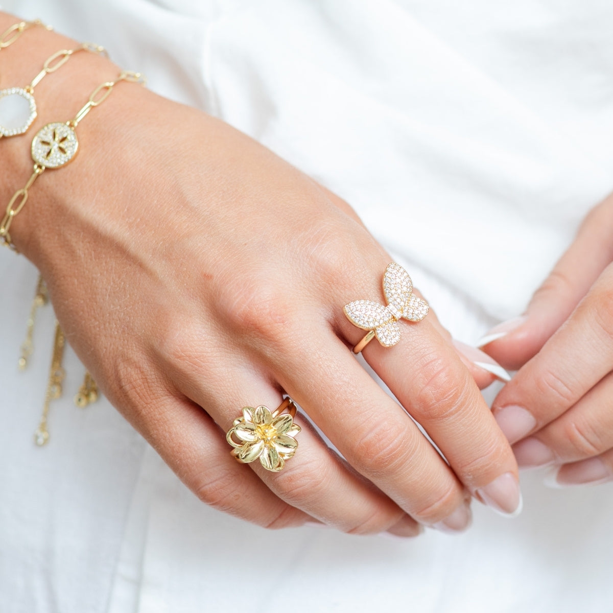 Large Plumeria Adjustable Ring