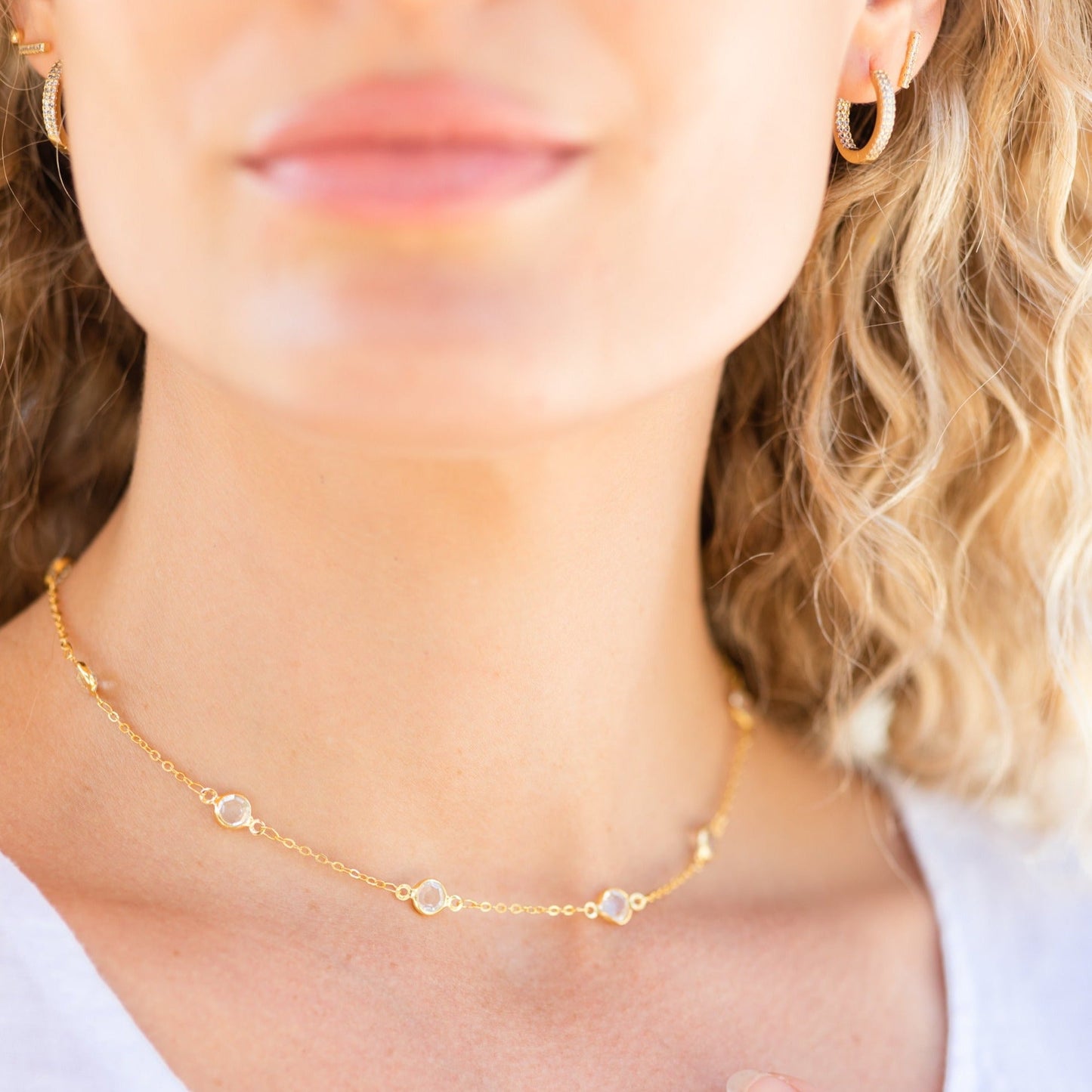 Framed Crystal Accented Collar Necklace