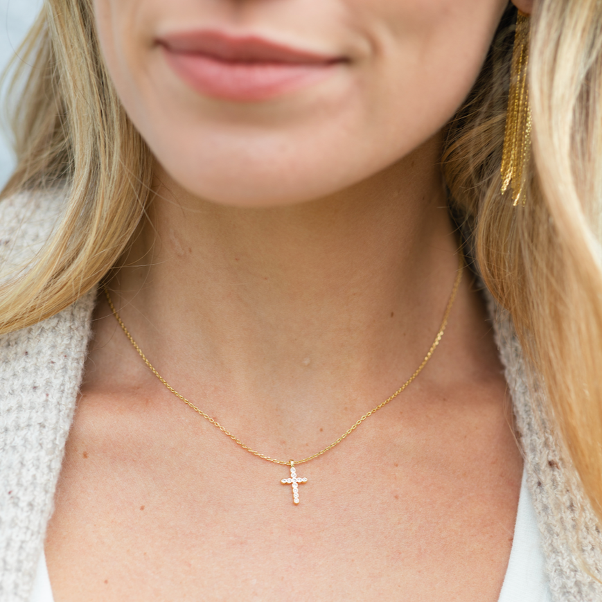 Delicate CZ Cross Pendant