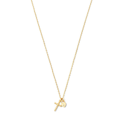 Cross and Heart Pendant Necklace