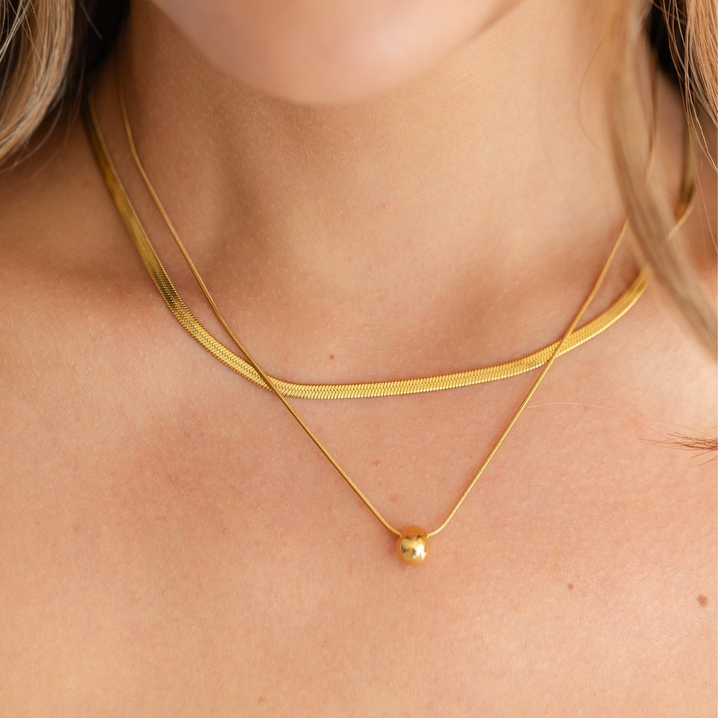 Layered up Simple Pendant Necklace, Water Resistant