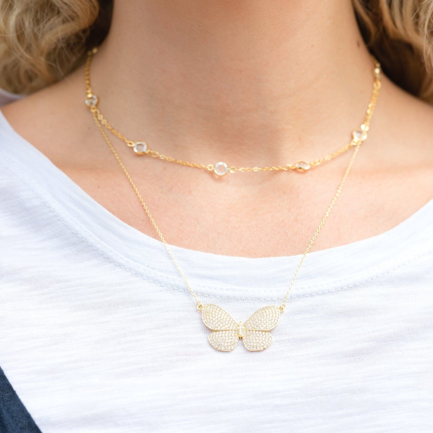 Large Flutter Butterfly Pendant Necklace