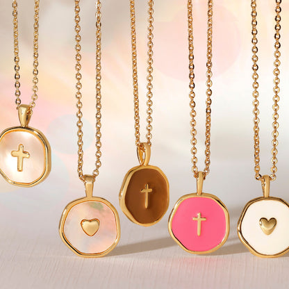 Shell with Cross Pendant Necklace