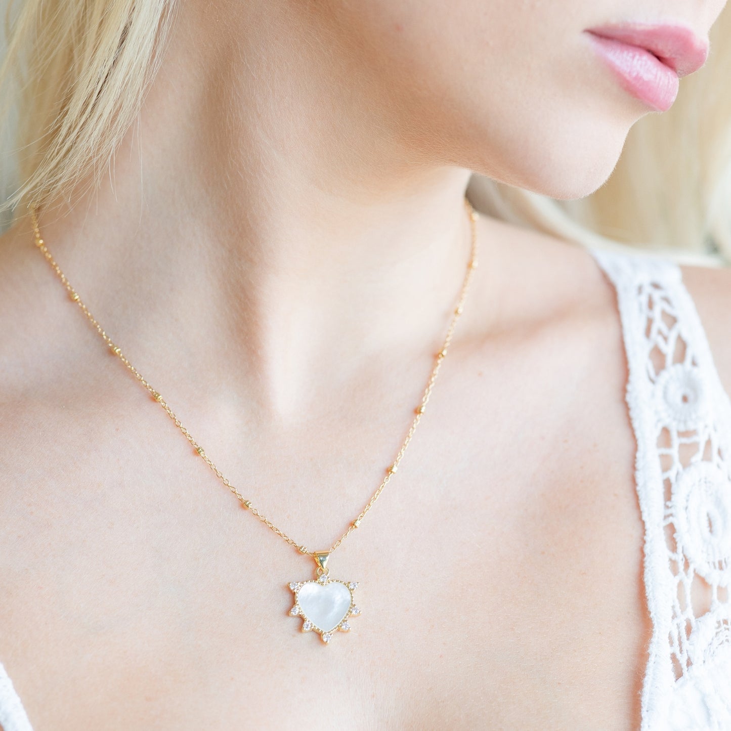 Heart and CZ Pendant Necklace