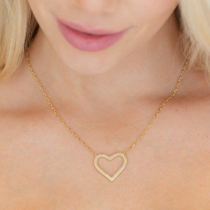 Pave Heart Statement Pendant Necklace