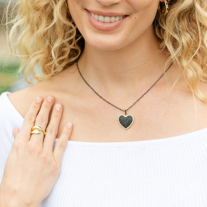 Two-Tone Heart Pendant on Paperclip Chain