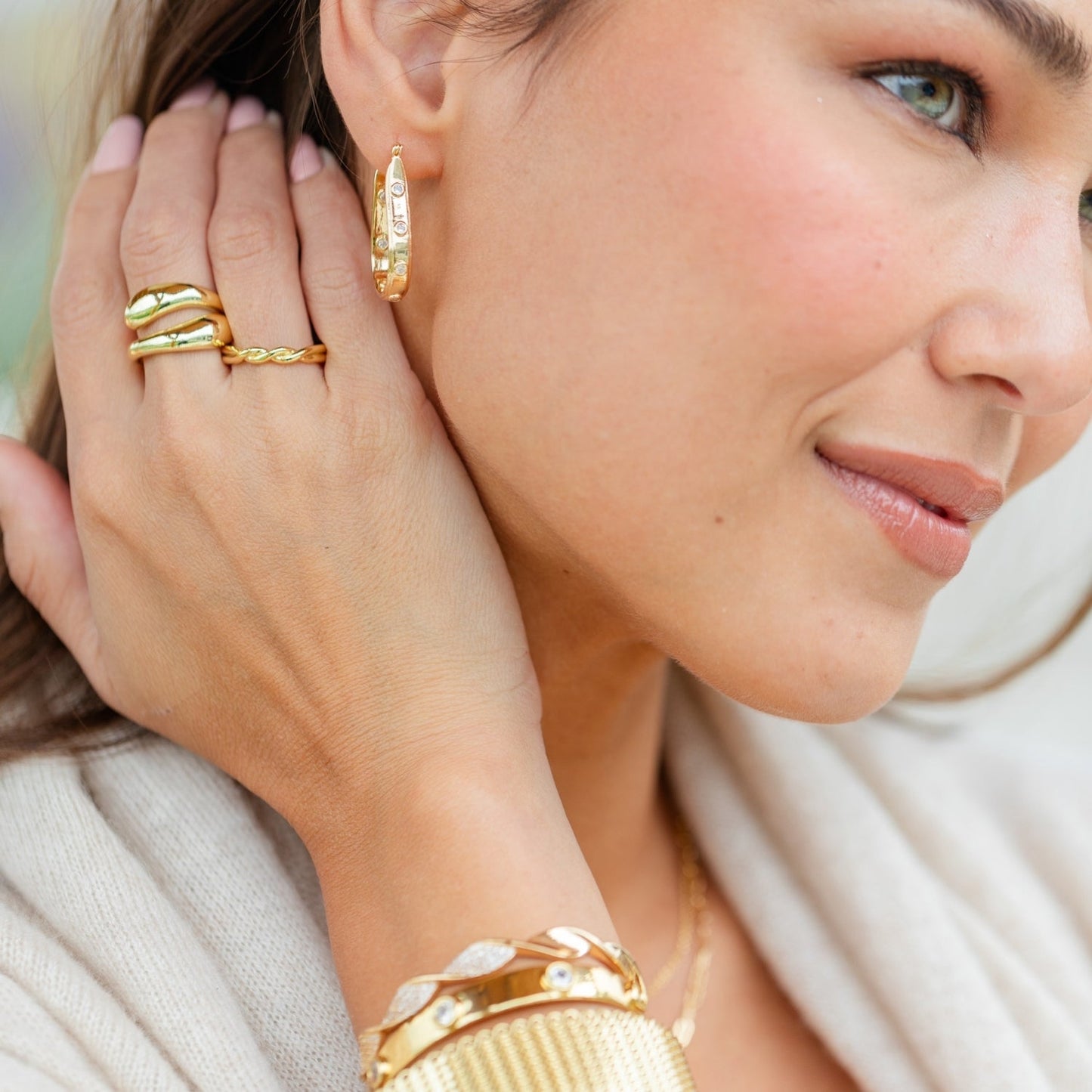 Petite CZ Oblong Latchback Earrings