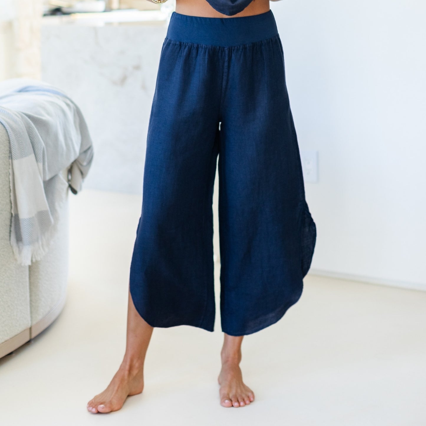 Linen Side Slit Pants