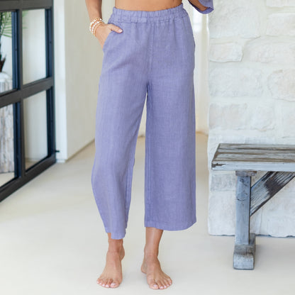 Linen Wide Cropped Pants
