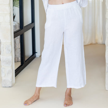 Linen Wide Cropped Pants
