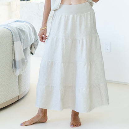Linen Long Tiered Skirt