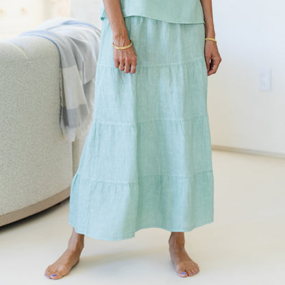 Linen Long Tiered Skirt