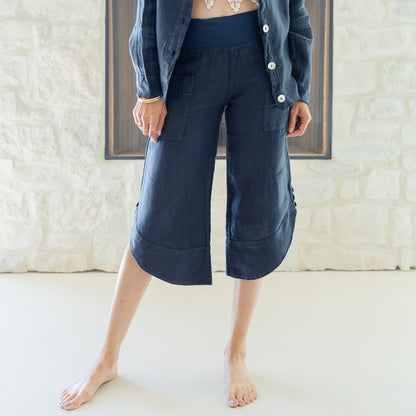Linen Capri w/2 Large Open Pockets