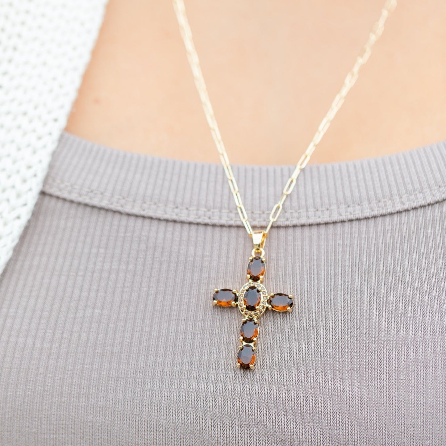 Eye-Catching Cross Pendant with Paperclip Chain