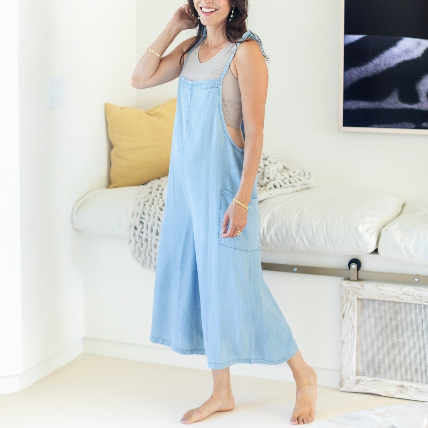 Lyocell Adjustable Romper with Side Pockets