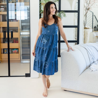 Lyocell Tiered Spaghetti Strap Dress