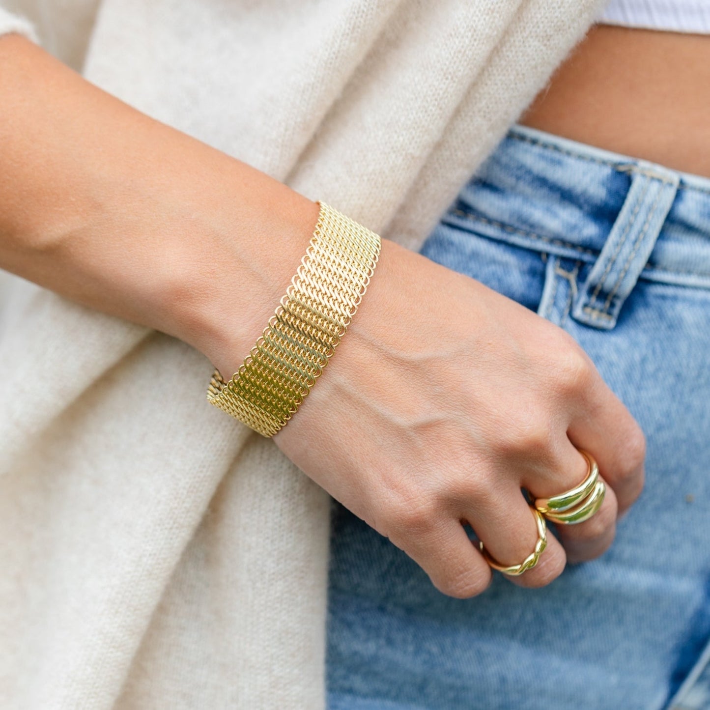 Interwoven Mesh Vibe Cuff Bracelet