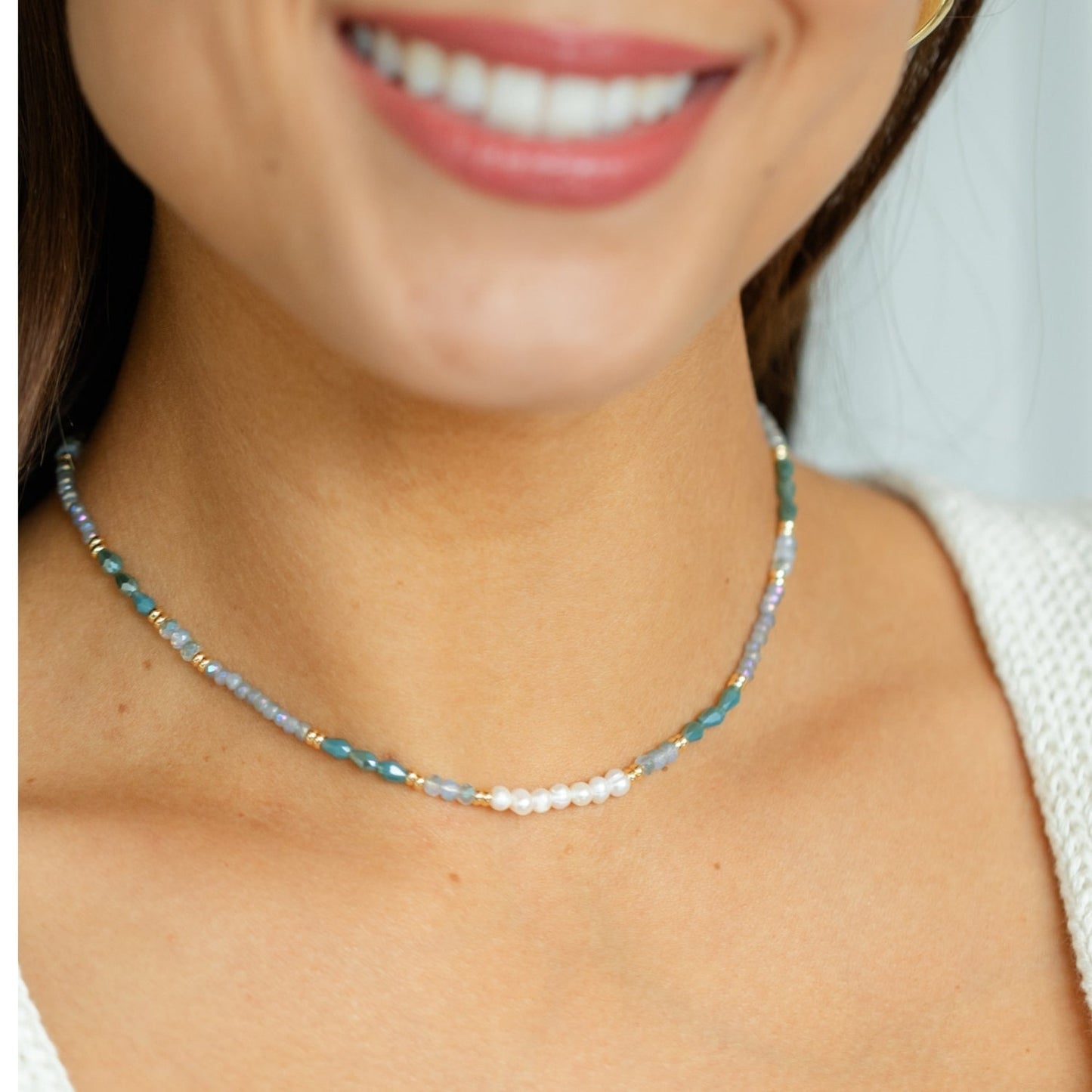 Sparkle and Shine Pearl Accented Collar Necklace