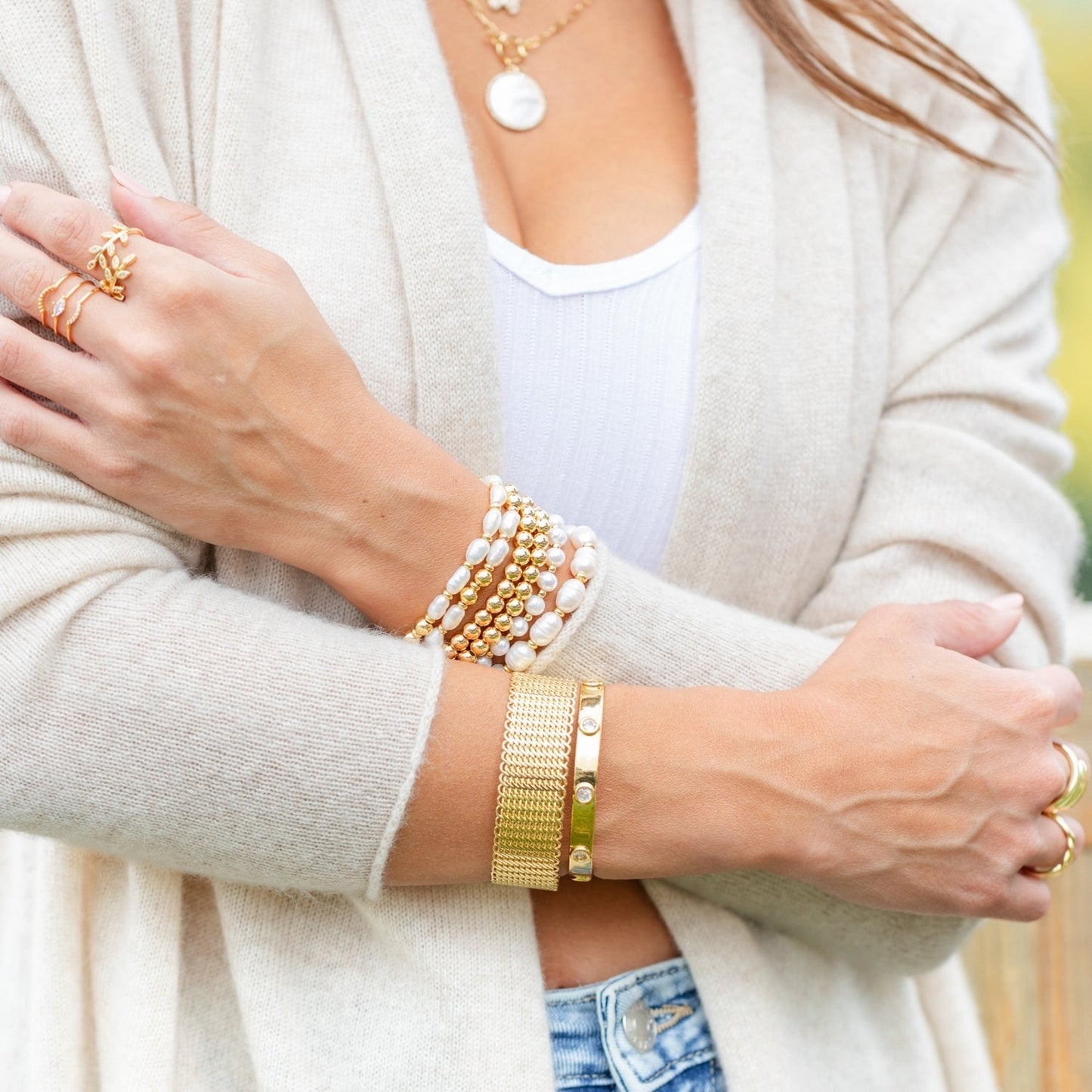 Interwoven Mesh Vibe Cuff Bracelet