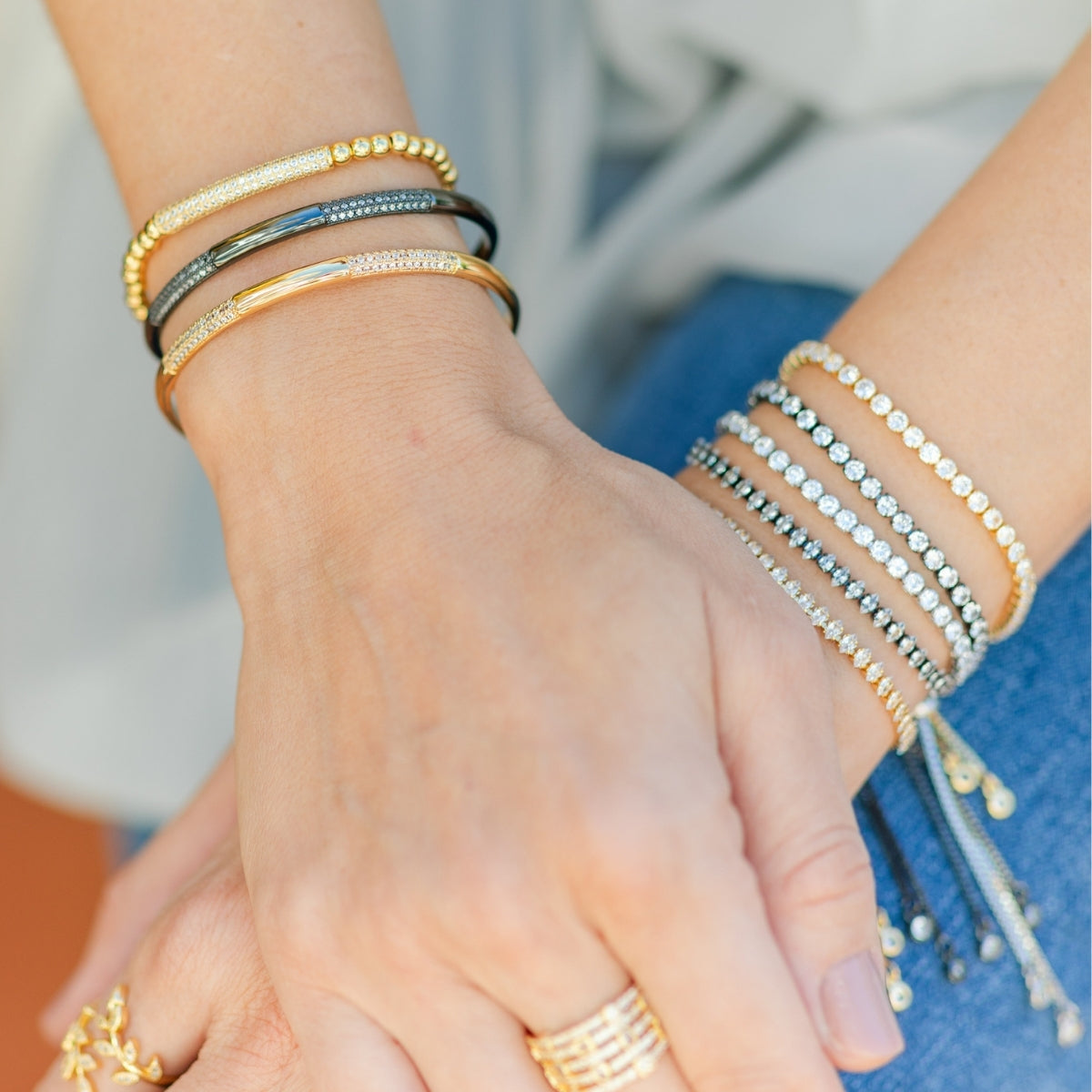 Simple Cuff with CZ Accents