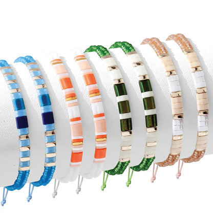 Set/8 Miyuki Tila & Crystal Pulley Bracelets