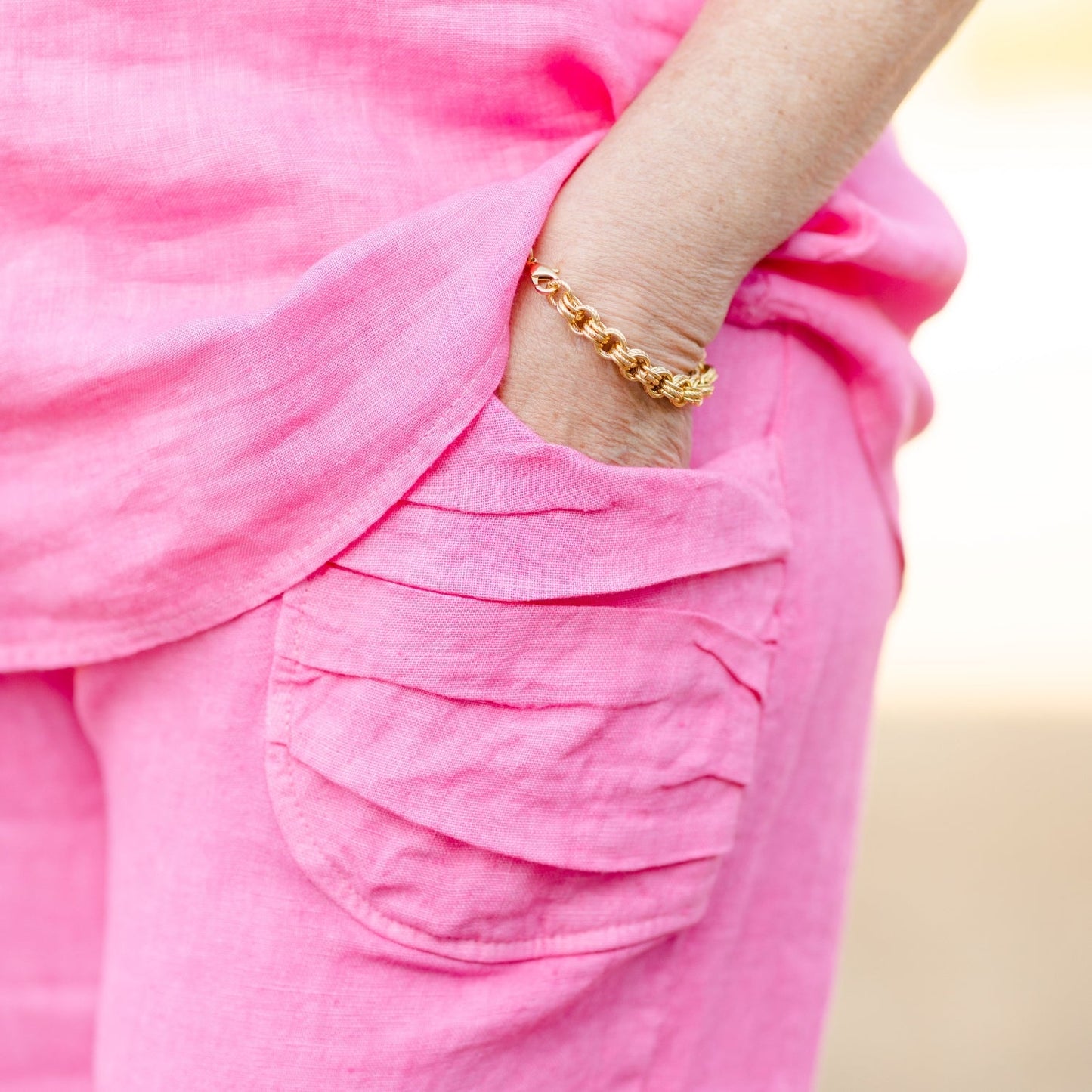 Linen Ruched Pocket Pants