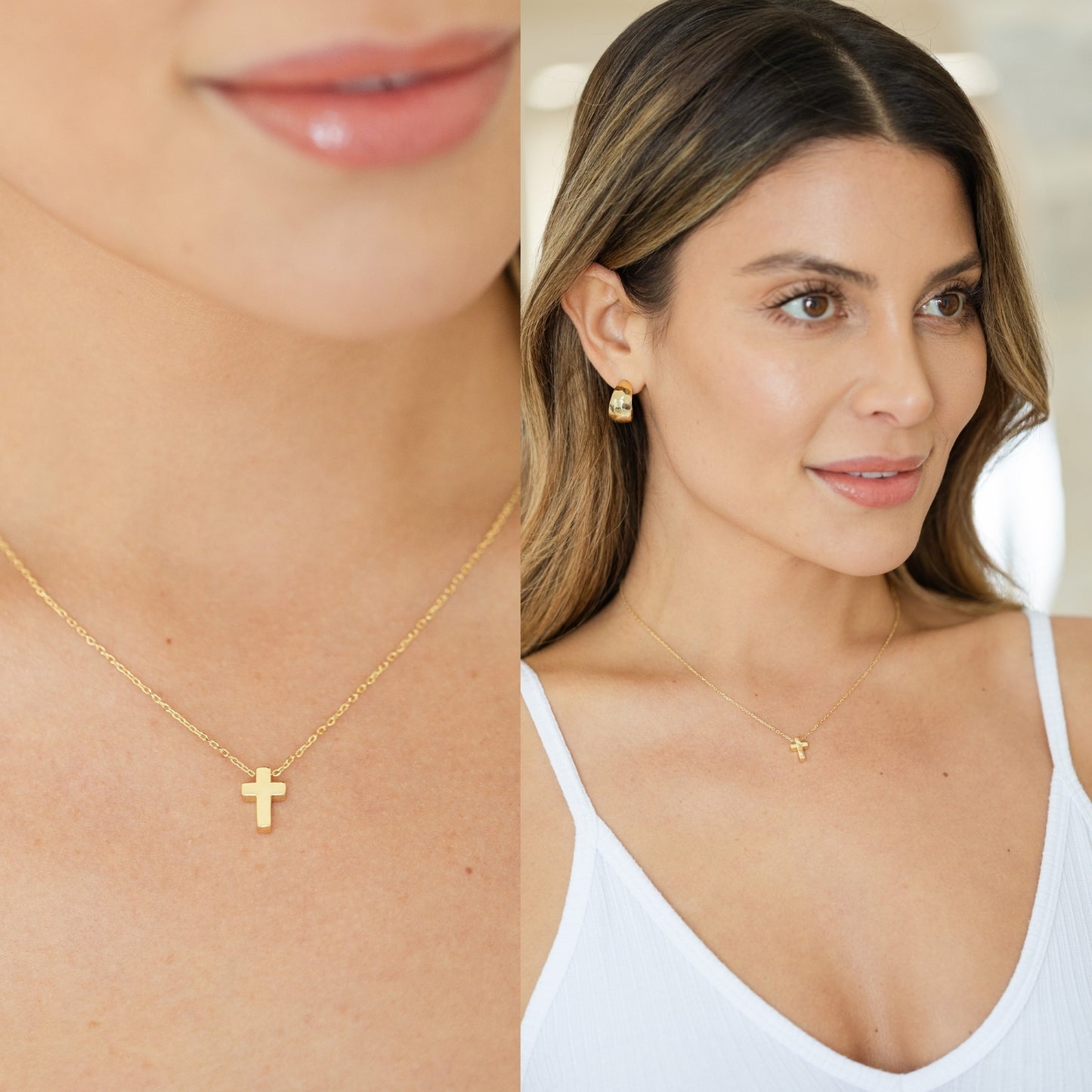 Small Simple Cross Necklace