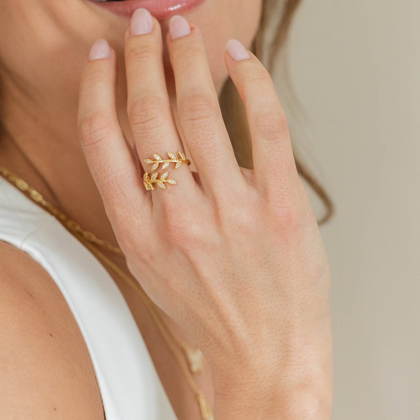 Pave Adjustable Leaf Ring