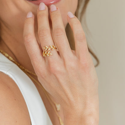 Pave Adjustable Leaf Ring