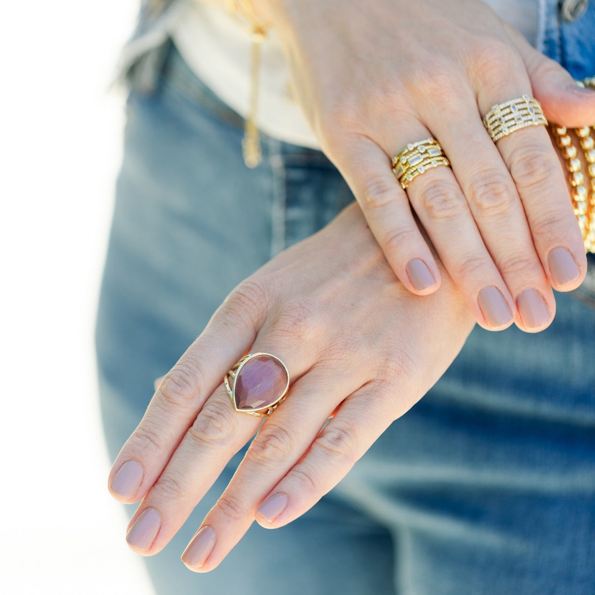 Boss Babe Stone Teardrop Ring