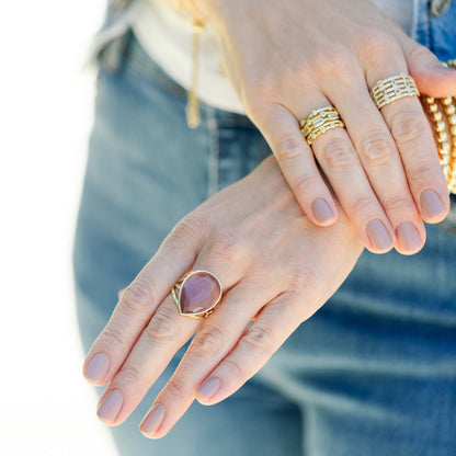 Boss Babe Stone Teardrop Ring