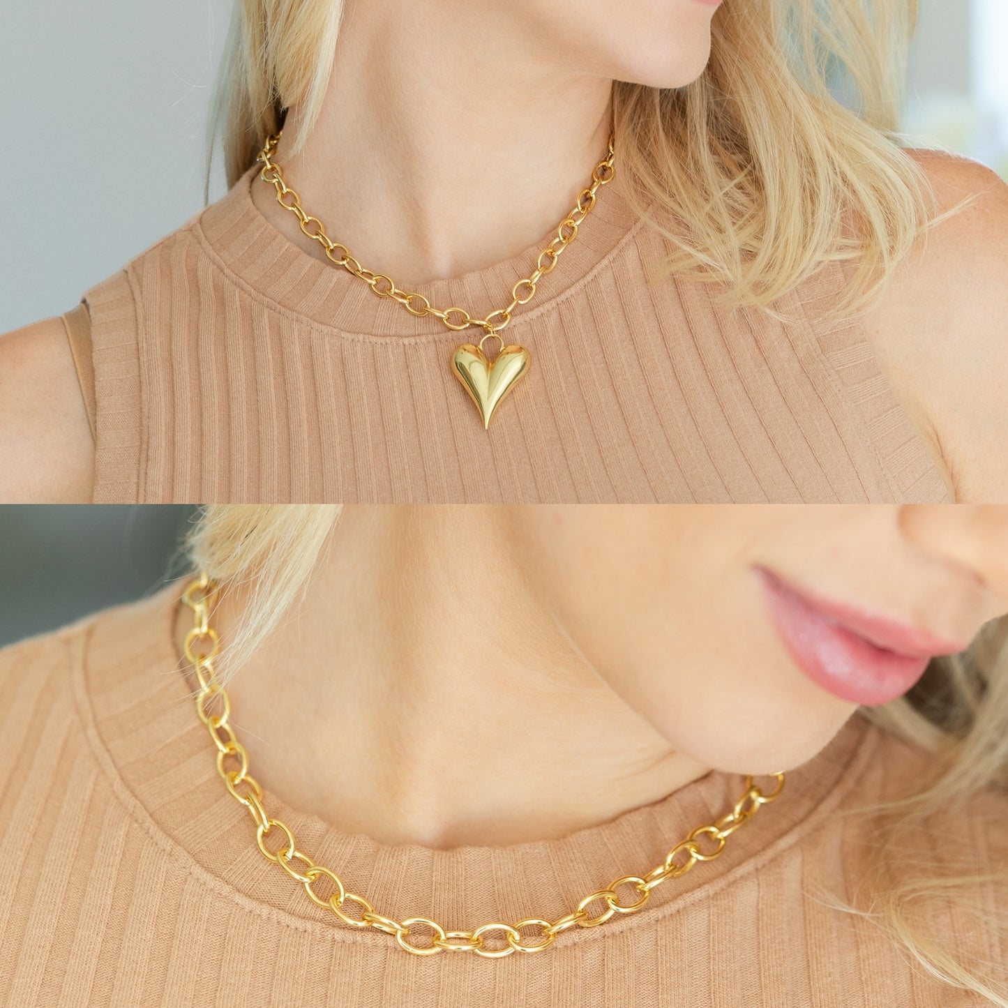 Elongated Bubble Heart Statement Necklace