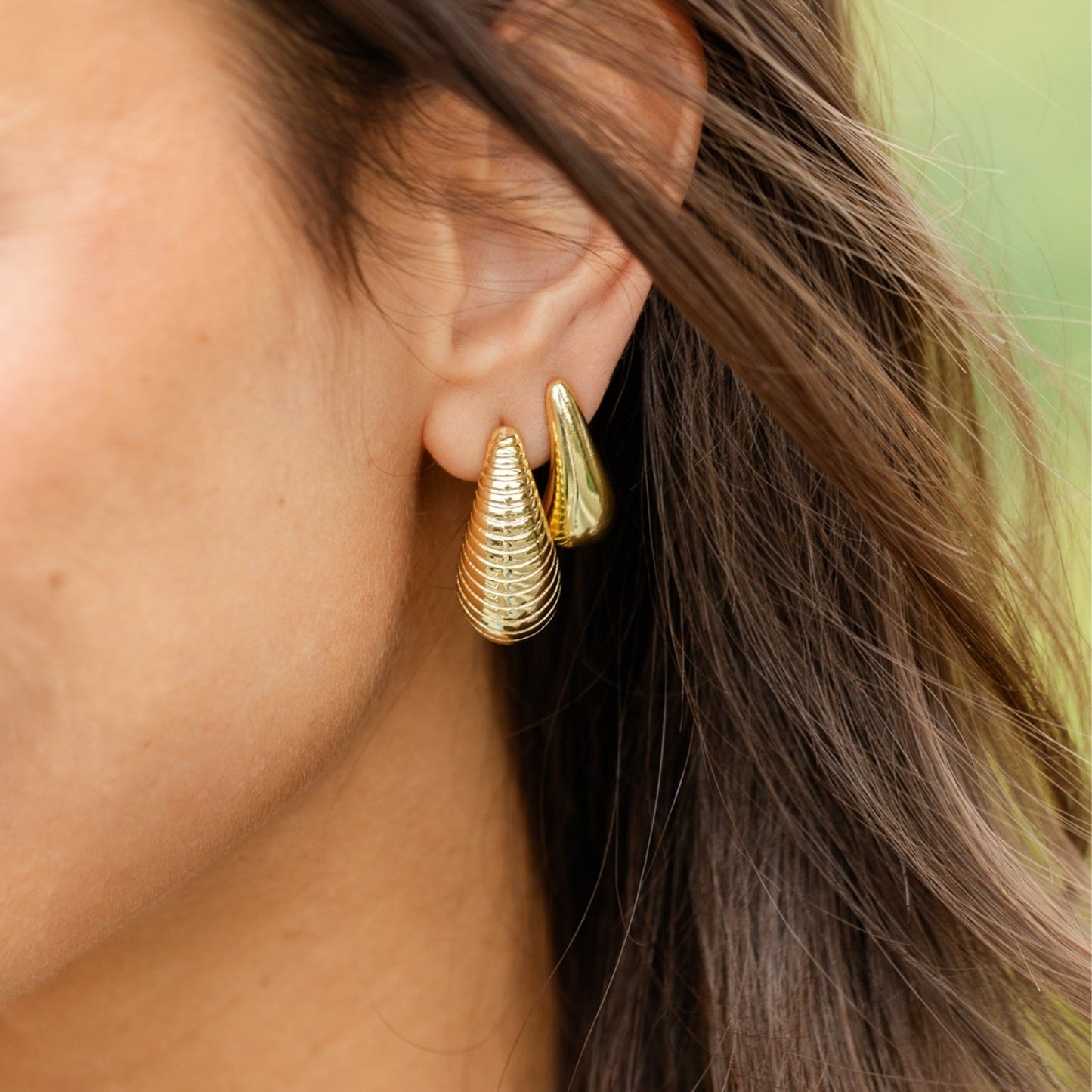 Narrow Teardrop Stud Earrings