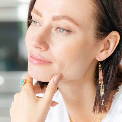 Long Earring with a Pop of Color