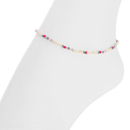 Set/12 Assorted 2mm Stretch Seed Bead Anklets with Pearl Accents