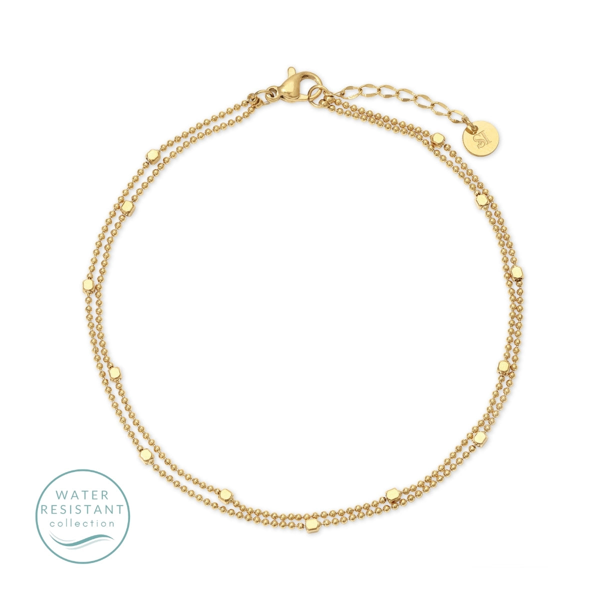 Double Layer Accented Chains Anklet, Water Resistant