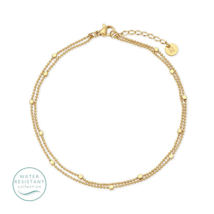 Double Layer Accented Chains Anklet, Water Resistant