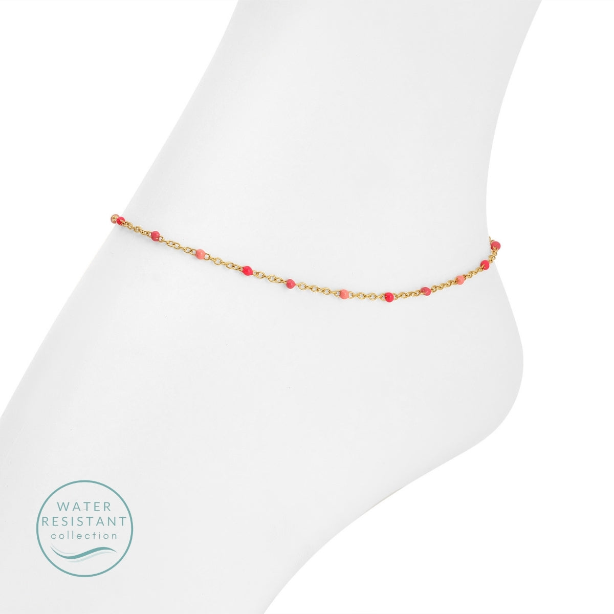 Sweetly Colored Delicate Chain Anklet, Water Resistant