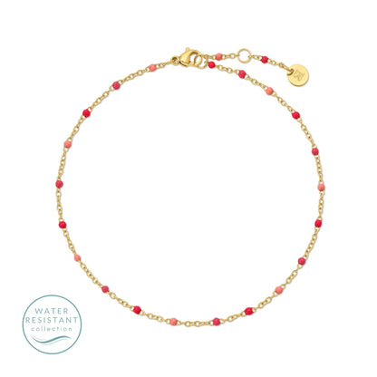 Sweetly Colored Delicate Chain Anklet, Water Resistant