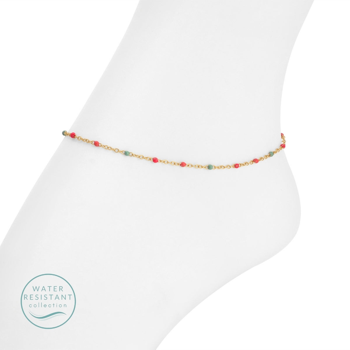 Sweetly Colored Delicate Chain Anklet, Water Resistant