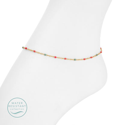 Sweetly Colored Delicate Chain Anklet, Water Resistant
