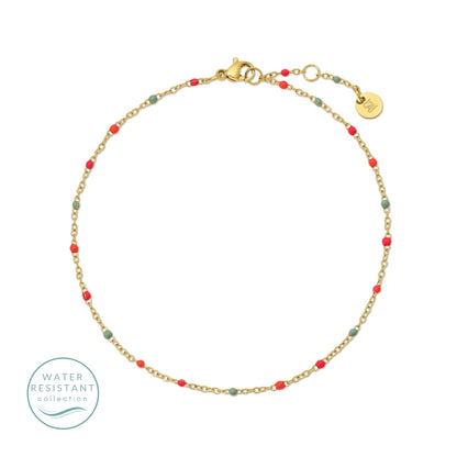 Sweetly Colored Delicate Chain Anklet, Water Resistant