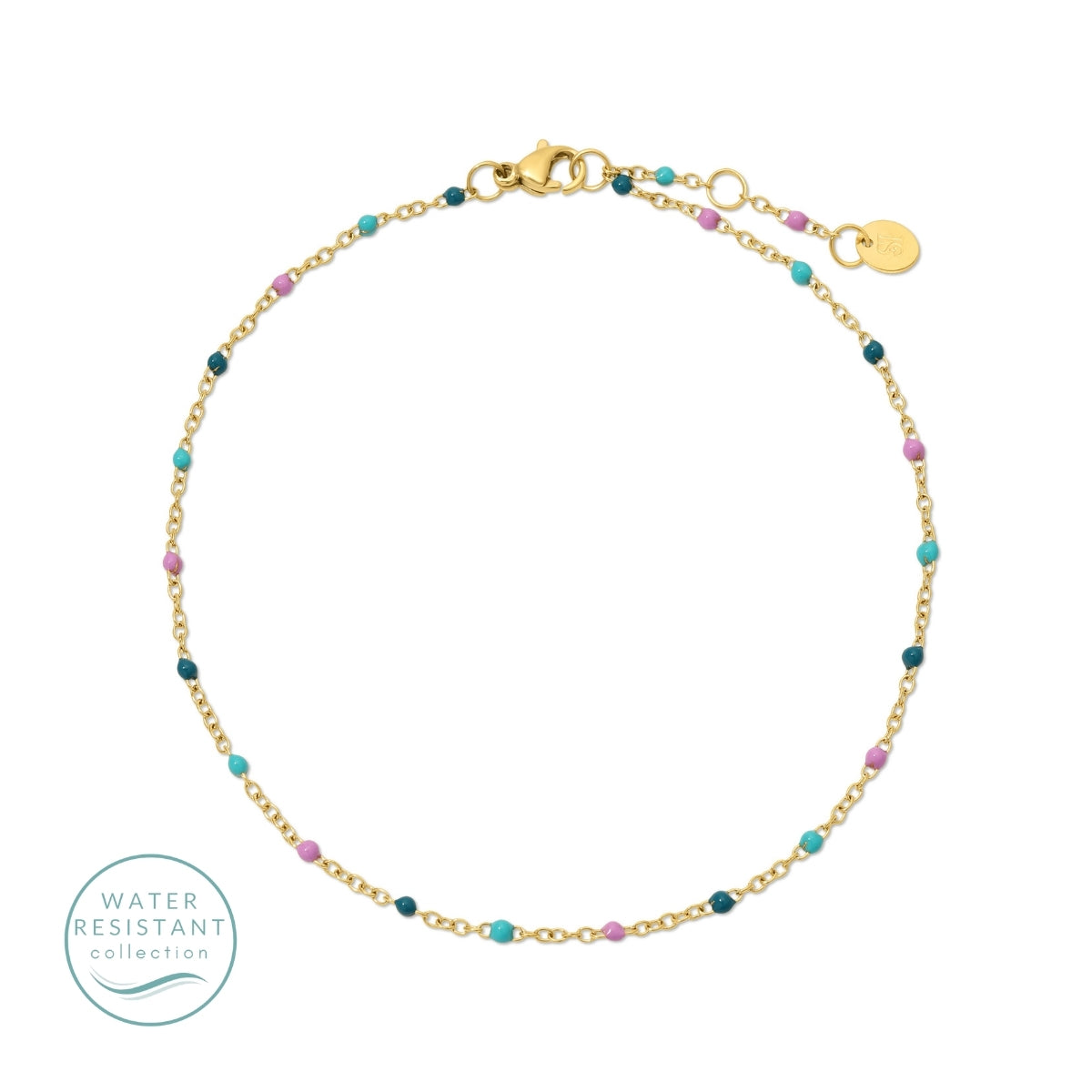Sweetly Colored Delicate Chain Anklet, Water Resistant